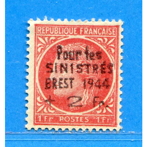 Réf D-0132 -- FRANCE LIBERATION - BREST .* *. 1fr Céres Dos Visible Neuf Luxe .* *.