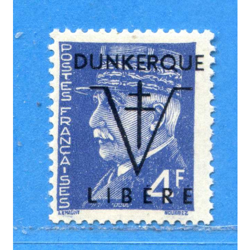 Réf D-0132 -- FRANCE LIBERATION - DUNKERQUE n° 11 .* *. 4fr Pétain Dos Visible Neuf Luxe .* *.
