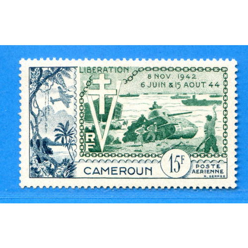 Réf AR-0138 --> CAMEROUN - PA n° 44 .* . Cote 7.50€ Neuf Dos Visible MH .*.  Anniversaire de la Libération