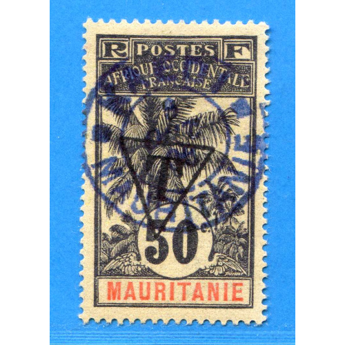 Réf D*-0145 -- MAURITANIE - TAXE > n° 7 Ø Cachet Kaëdi 1906 Signé Henri Wolf - Used Ø Oblitéré Dos Visible