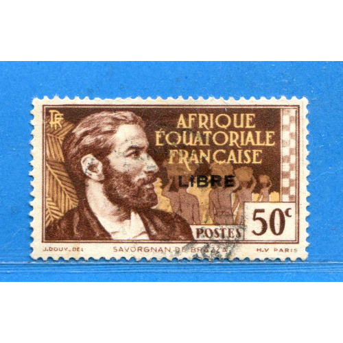 Réf D*-0147 -- AEF n° 107 Ø France Libre Dos Visible - Used Ø Oblitéré Afrique Equatoriale Française
