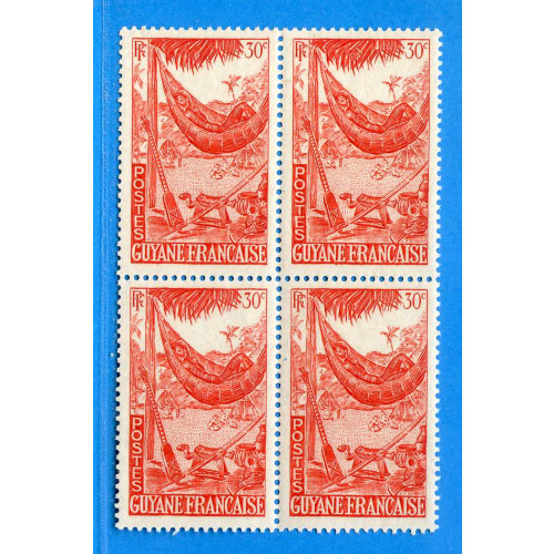 Réf D*-0148 -- GUYANE n° 202 x 4 ⭐⭐ Bloc de 4 Neuf Luxe MNH ⭐⭐ Dos Visible