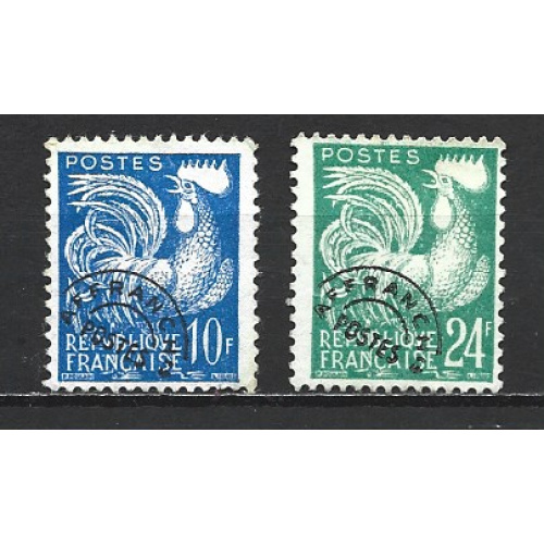 France 1953 - Y & T : préoblitérés 110 et 114 - Coq gaulois