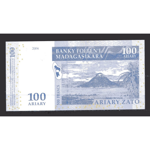 BILLET DE BANQUE MADAGASCAR 100 ARIARY / 500 FRANCS 2004 PICK 86 NEUF UNC  DIMENSION 120 X 60  MM