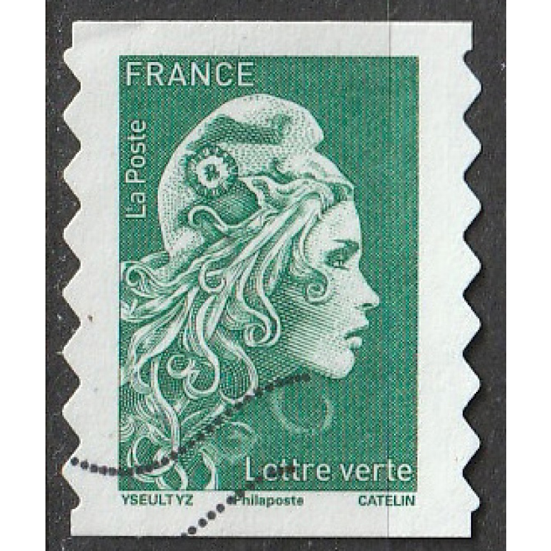 Timbre AA oblitéré n° 1598A(Yvert) France 2021 - Marianne l'Engagée Philaposte Lettre verte