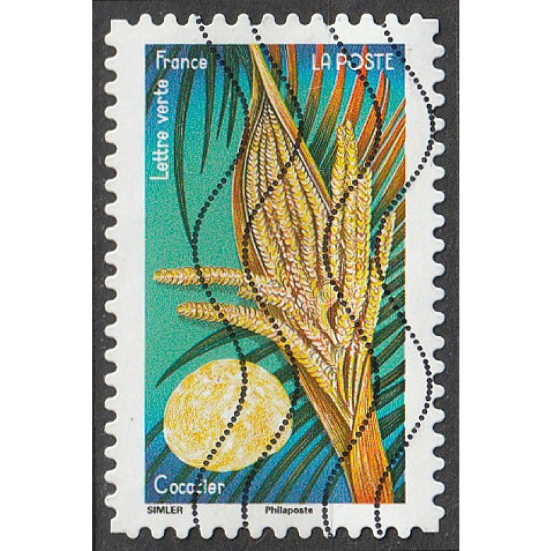 Timbre AA oblitéré n° 2142(Yvert) France 2022 - Cocotier, fleurs et douceurs