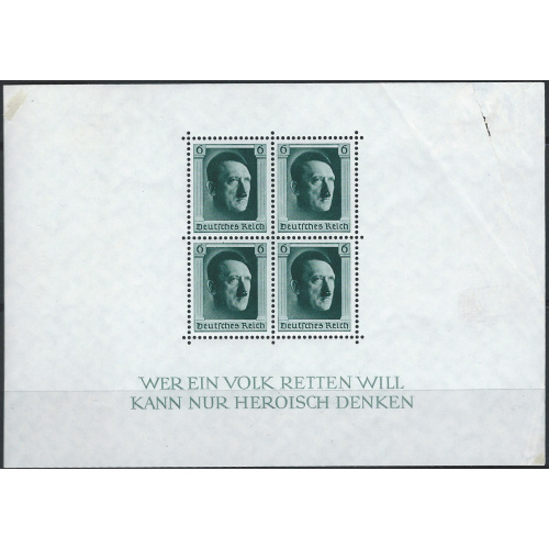 Allemagne - 1937 - Y & T n° 8 Blocs & feuillets - MH (traces de charnières sur le cadre, pli et coupure coin supérieur droit)