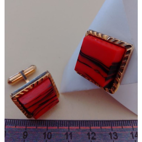 Boutons de manchette - bakélite rouge et noir