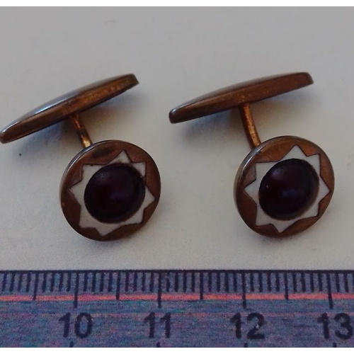 Boutons de manchette - fleur bordeaux & blanc