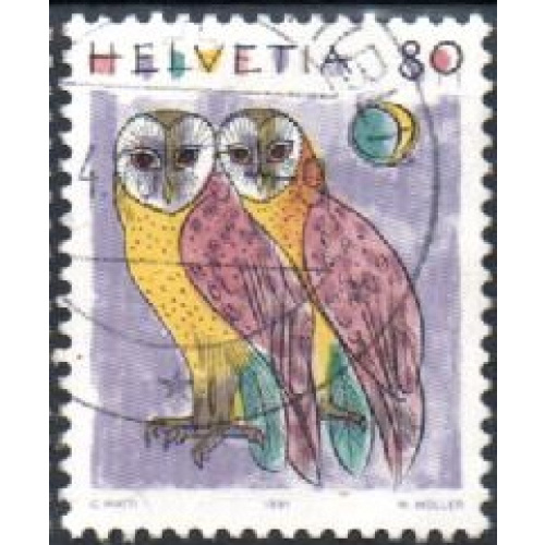 Suisse 1991 - Couple de chouettes effraie - YT 1365 °