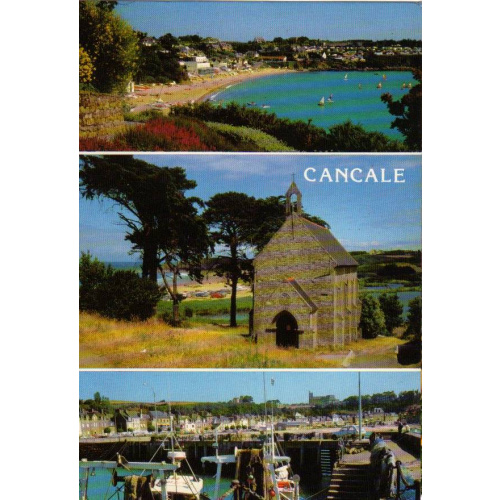 Ille-et-Vilaine (35) - Cancale, CPM, plage de Port-Mer, chapelle du Verger, le port, écrite