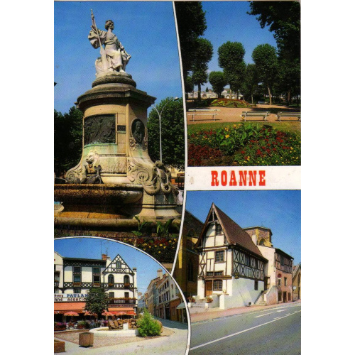 Loire (42) - Roanne (42), CPM, 4 vues diverses, maisons à colombage, monument du Centenaire