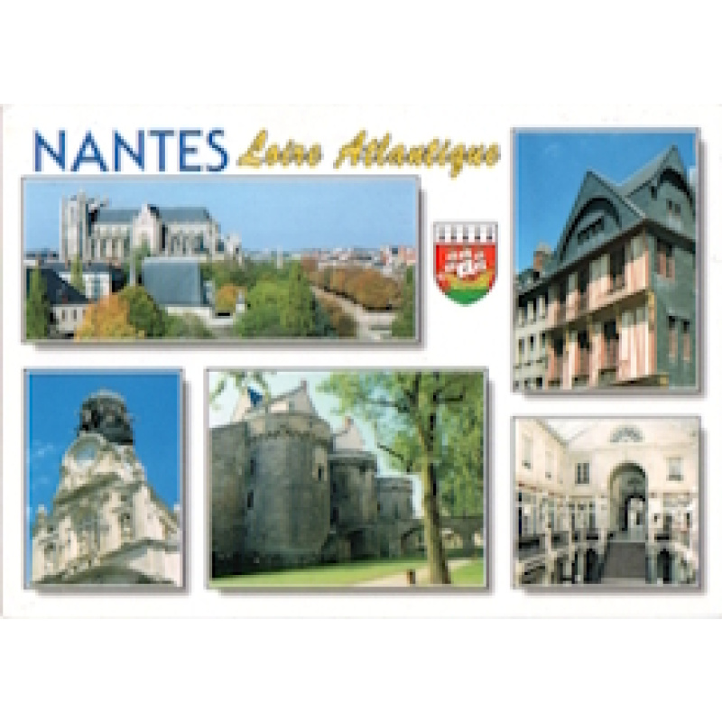 Loire-Atlantique (44) - Nantes, CPM, 4 vues emblématiques, blason de la ville, voyagée