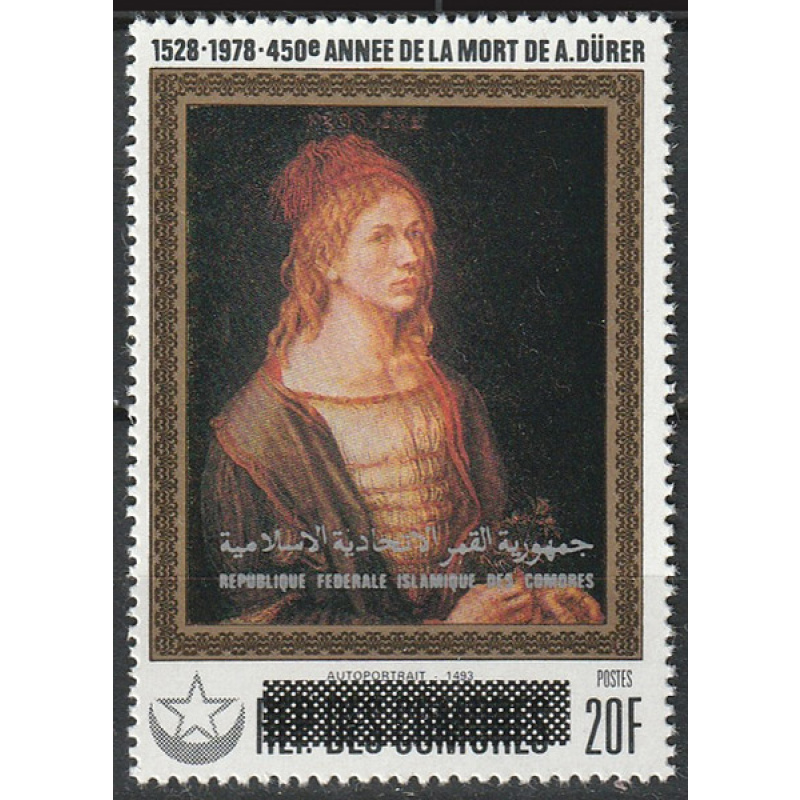 Timbre neuf ** n° 292(Yvert) Comores 1979 - Tableau d'Albrecht Dürer surchargé