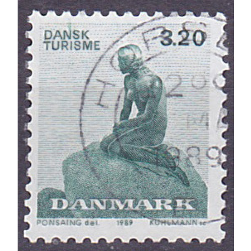 Timbre oblitéré n° 947(Yvert) Danemark 1989 - Sirène de Copenhague, tourisme