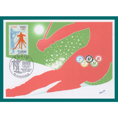 Carte Maximum N° 3876 Jeux Olympiques d'Hiver TURIN (Italie)  2006 ALBERTVILLE France JO