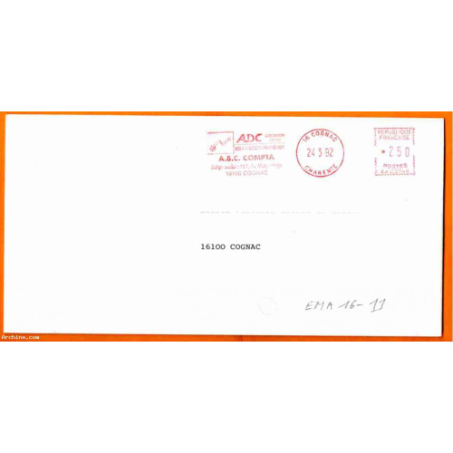 Dept 16 (Charente) COGNAC 1992 > EMA 2,50 ADC Association / ABC compta