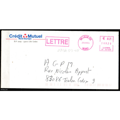 Dept 59 (Nord) LILLE CC 2004 >  EMA 0,50 Crédit Mutuel
