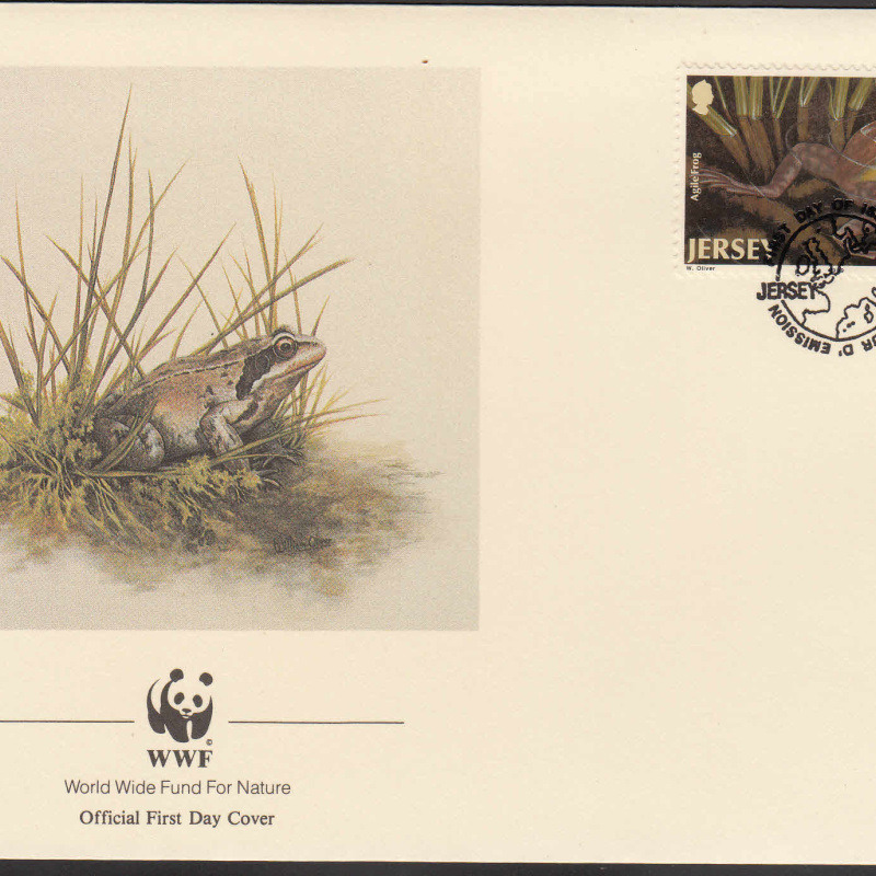 Jersey 1989  Y&T  471  grenouille  sur FDC  WWF