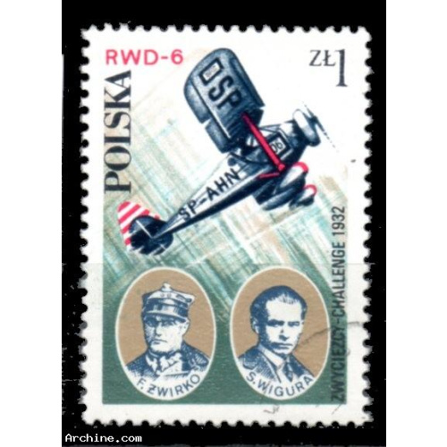 Pologne Yvert N°2379 Oblitéré 1978 Pilote Constructeur avion RWD-6