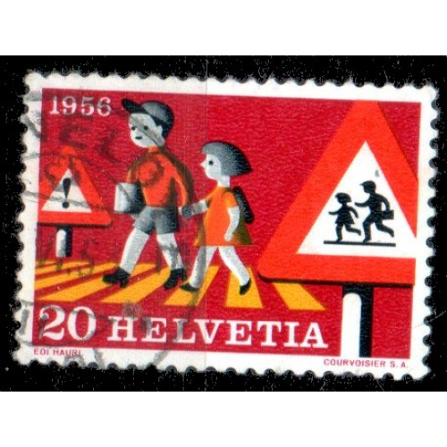 Suisse Yvert N°0574 Oblitéré 1956 Education routiere