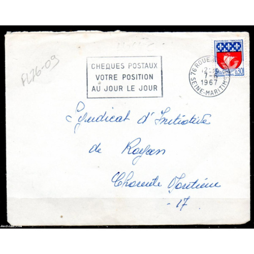 Dept 76 (Seine-Maritime) ROUEN-GARE 1967 > FG texte / Cheques Postaux