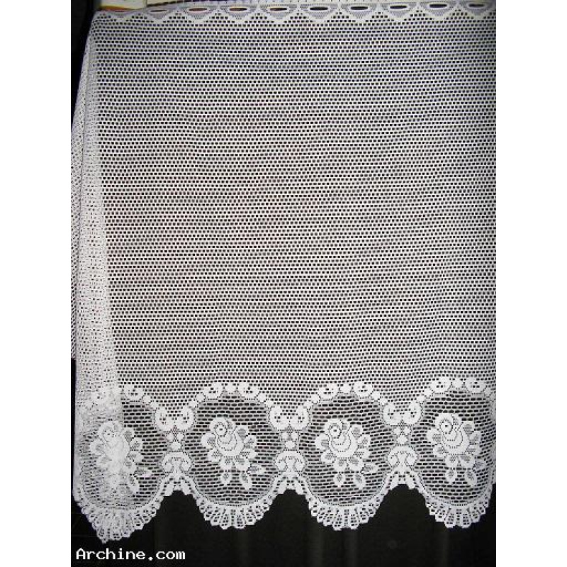 1 CHUTE DE RIDEAU NEUVE Hauteur 60cm Longueur 180cm "fleurs" blanc