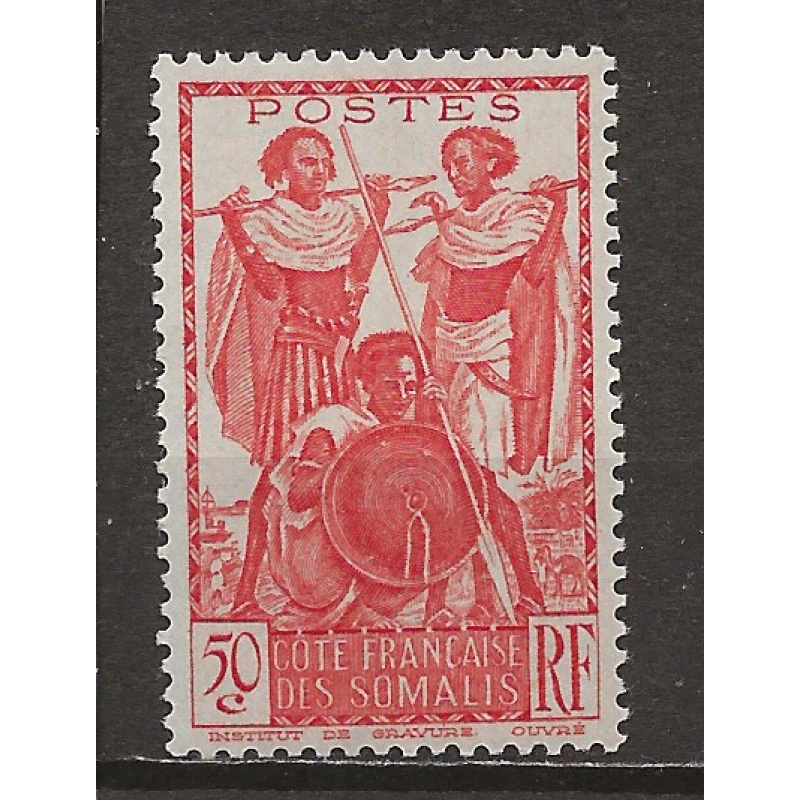 COTE DES SOMALIS COLONIES FRANCAISE ANNEE 1938  Y.T N°158 NEUF gomme coloniale cote 1€