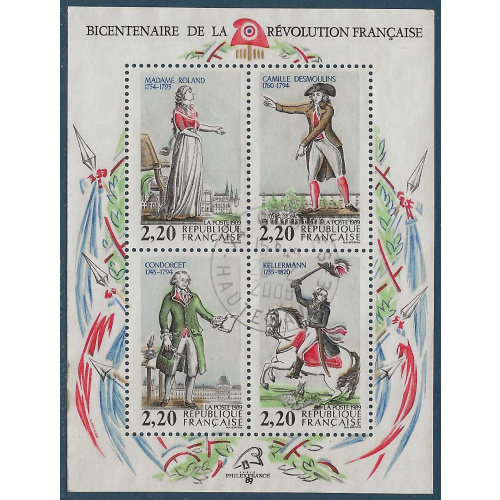 Bloc N°10 Personnages célèbres de la Révolution oblitéré