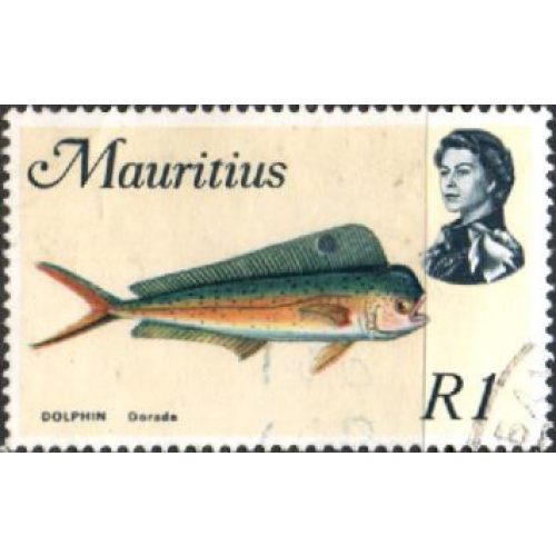 Ile Maurice 1969 - Poisson: dorade coryphène (Elisabeth II en médaillon) - YT 343 °