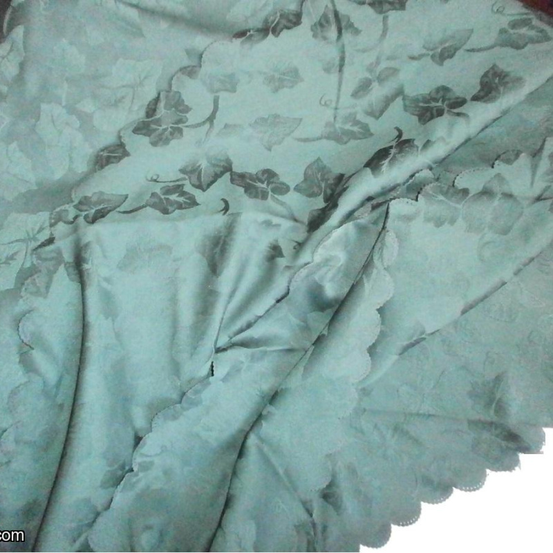 NAPPE RONDE 160cm TISSU VERT motifs fleurs en relief
