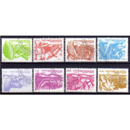 Nicaragua 1983 - Réforme agraire, série complète (8 Val.) produits agricoles - YT 1303 à 1310 °