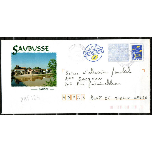 PAP Ecolo France 20 g SAUBUSSE > Dept 40 (Landes) cachet A9 St-Geours-de-Maremne 2007