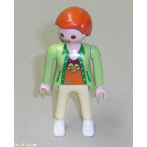 Playmobil personnage femme - Veste verte - maillot trèfle 4207