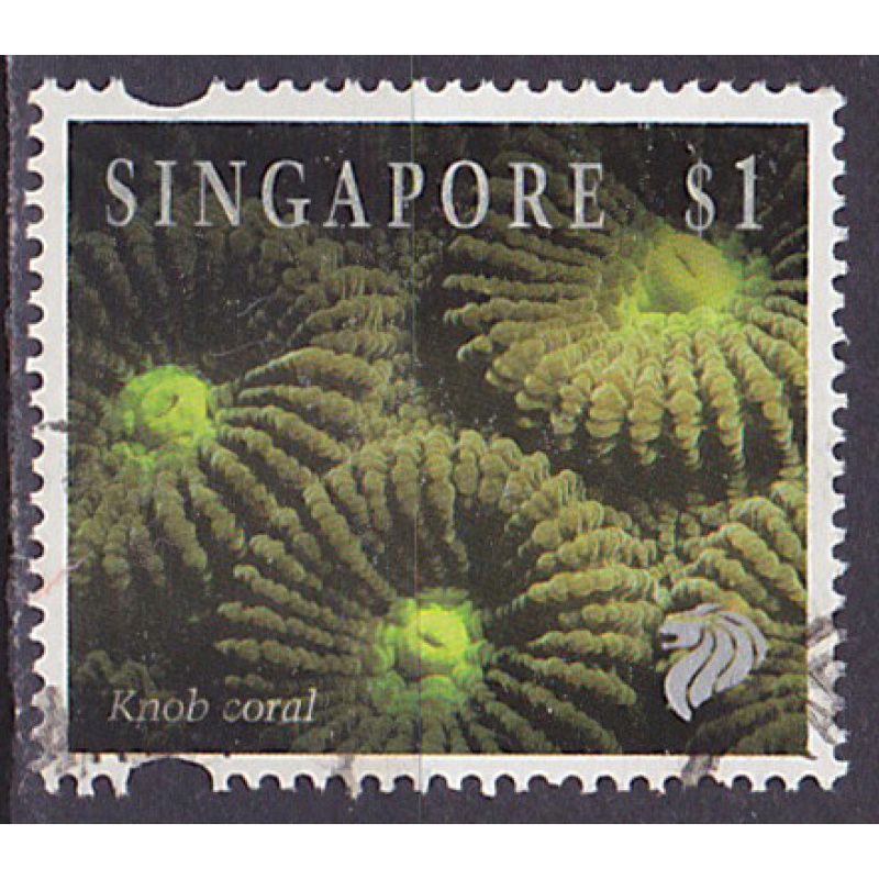 Timbre oblitéré n° 699(Yvert) Singapour 1994 - Coraux