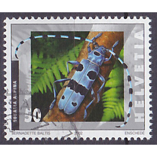 Timbre oblitéré n° 1729 (Yvert) Suisse 2002 - Insecte, coléoptère
