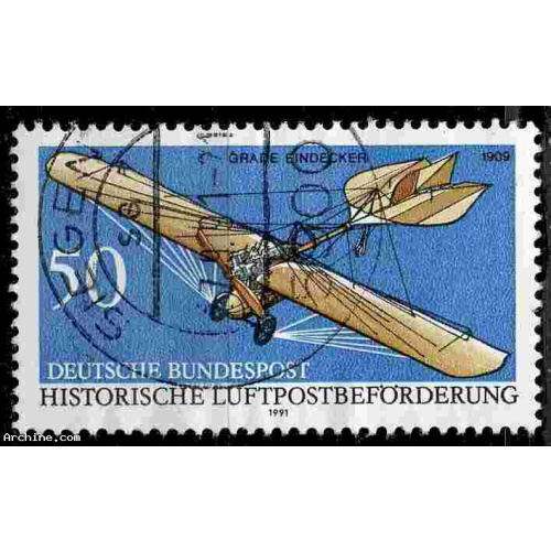 Allemagne RFA Yvert N°1355 Oblitéré Transport postal par avion 1991