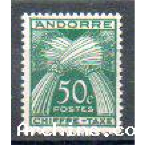 Andorre Français Yvert TAXE N°23 Neuf Chiffre Taxe 50C Vert 1943 Gerbe blé