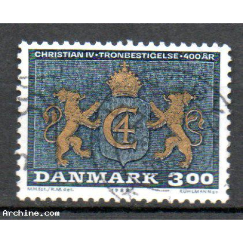 Danemark Yvert N°917 Oblitéré 1988 Roi Christian IV