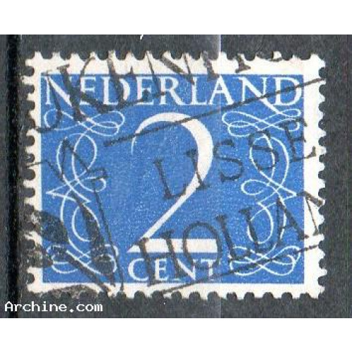 Pays-Bas Yvert N°458 Oblitéré 1946 Chiffre 2c bleu