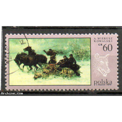 Pologne Yvert N°1742 Oblitéré 1968 Tableau L'attaque des loups