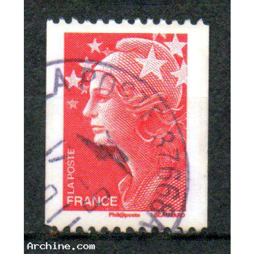 France Oblitéré Yvert N°4240 Marianne Beaujard SV rouge roulette 2008