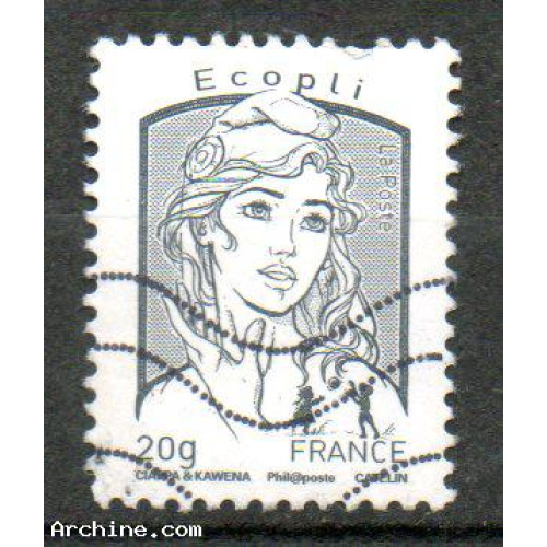 France oblitéré Yvert N°4766 Marianne Ciappa Ecopli 20g gris 2013