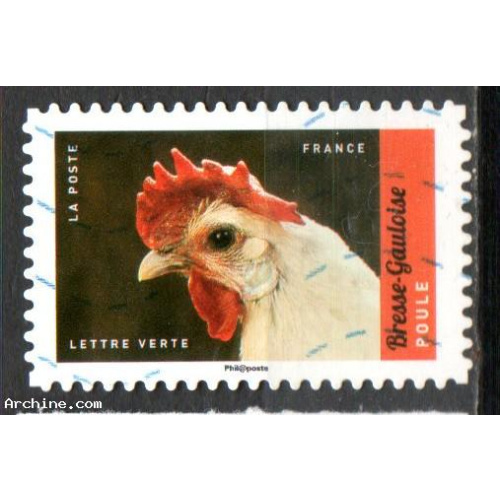France Oblitéré Yvert Adhésif N°1397 Poule Bresse-Gauloise 2017