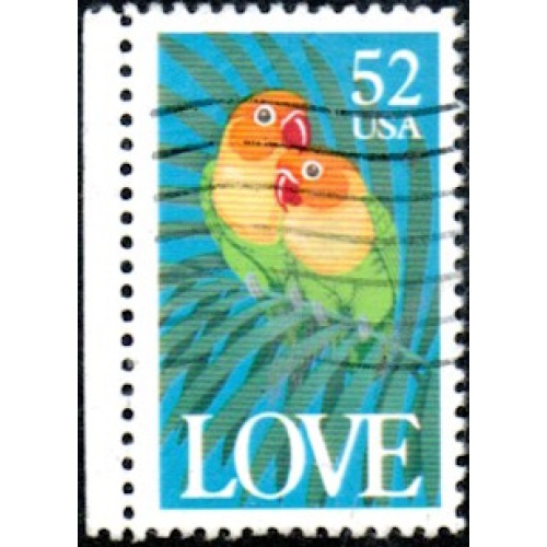 É-U.A/U.S.A 1991 - Timbre d'amour: perruches 'inséparables' - YT 1939 °