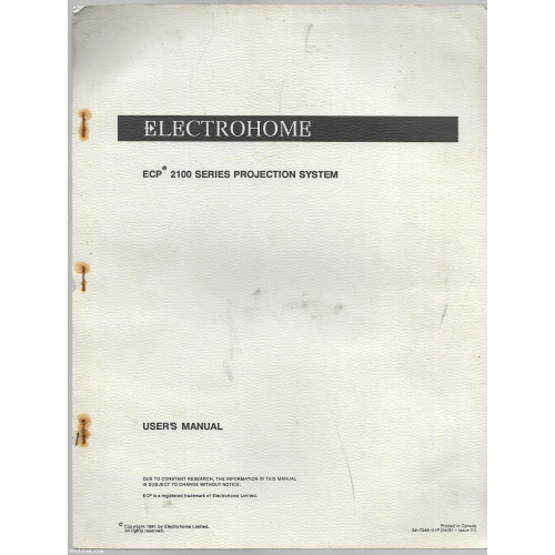 Manuel Electrohome ECP 2100 - année 1991