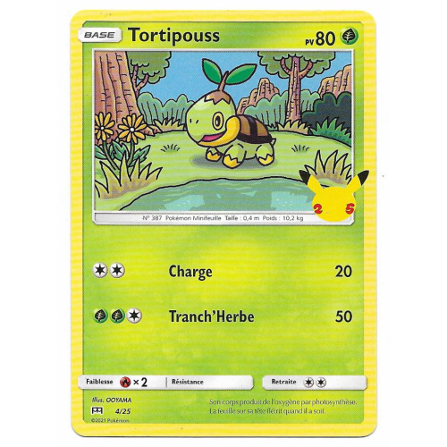 Carte Pokémon 4/25 Tortipouss pv 80 - 2021