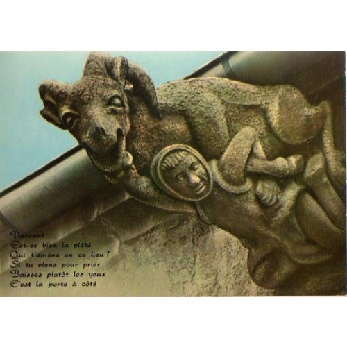 Rhône (69) - Villefranche-en-Beaujolais, CPM, gargouille "la luxure" à N-D des Marais, neuve (annotée)