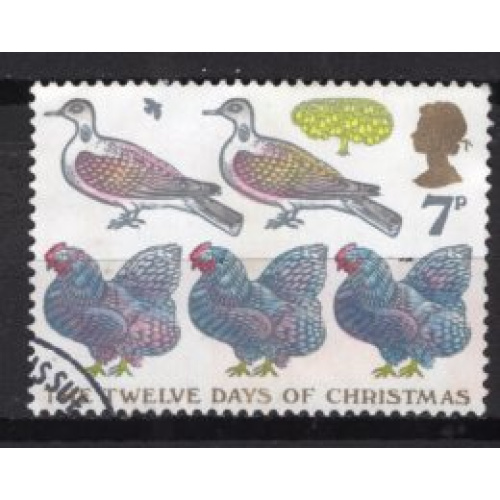GRANDE BRETAGNE 1977 NOEL QUATRE OISEAUX ET SIX OIES  YVERT N° 841  OBLITERE