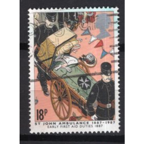 GRANDE BRETAGNE 1987 CENTENAIRE DES AMBULANCES ST JOHN  YVERT N°1270  OBLITERE